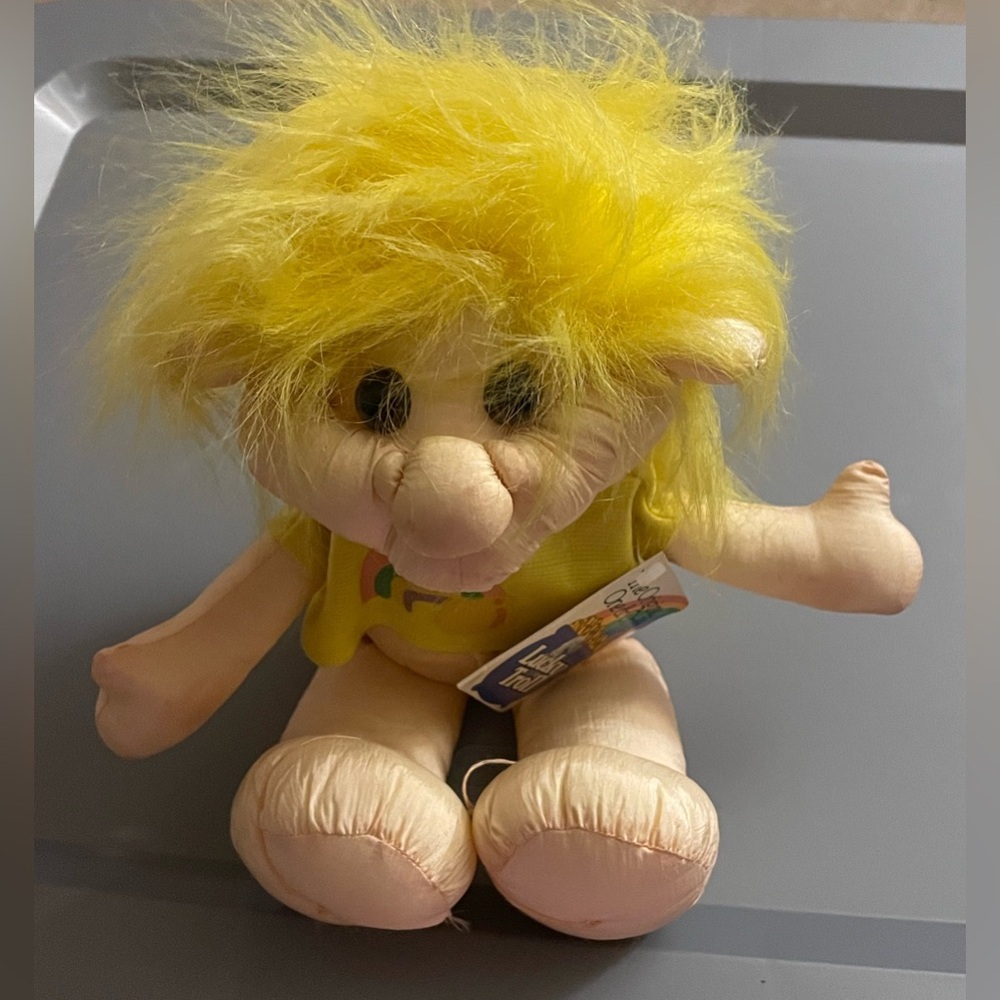NWT The One & Only Lucky Troll Doll with Bright Yellow Hair